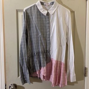 Long sleeve two tone color shirt